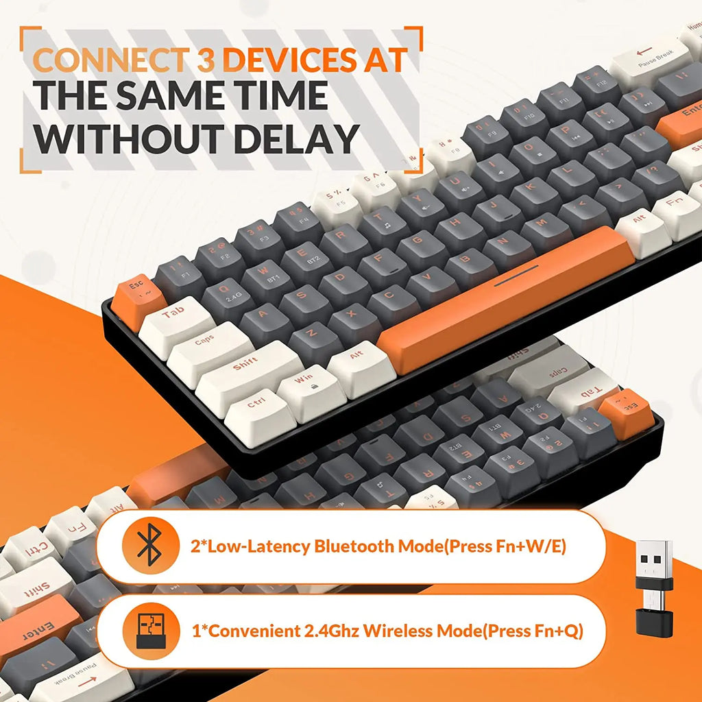 Gaming Keyboard RK68 60% Wireless Mechanical Keyboard, Bluetooth