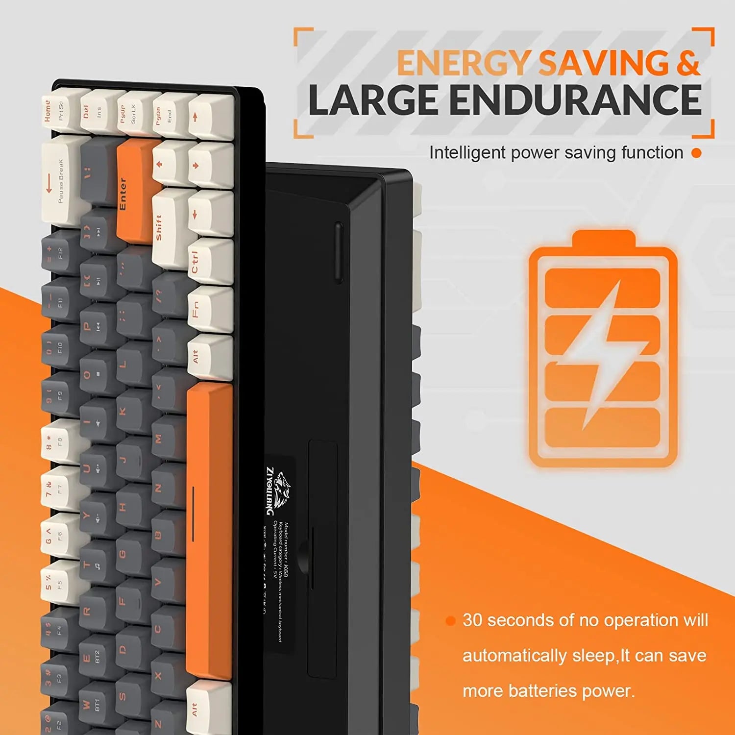 Gaming Keyboard RK68 60% Wireless Mechanical Keyboard, Bluetooth