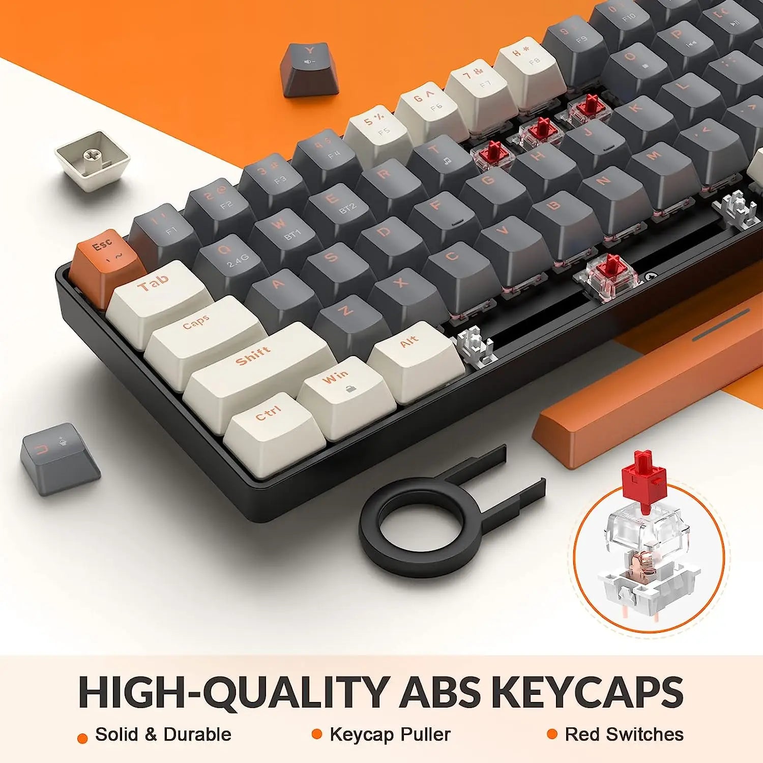 Gaming Keyboard RK68 60% Wireless Mechanical Keyboard, Bluetooth